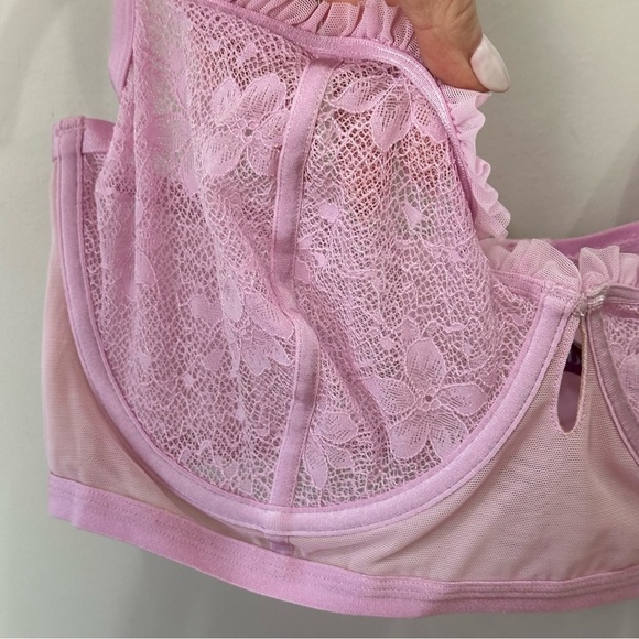 Adore Me Maddie Lace Bra Pink Lavender Demi Unlined Underwire - Picture 4 of 7